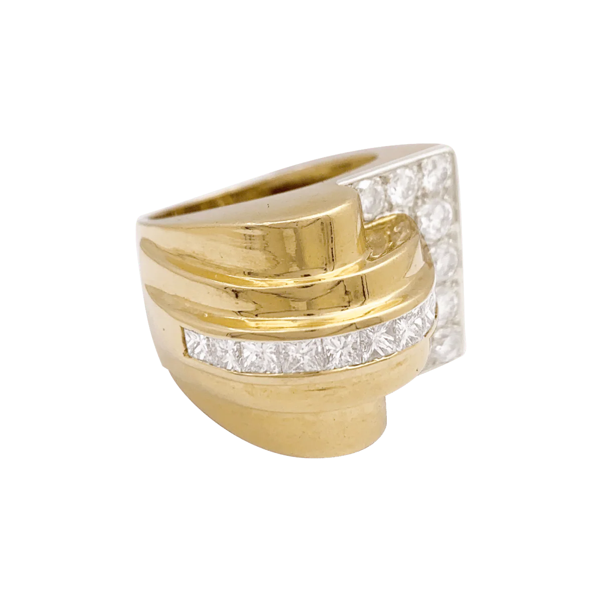 Bague Tank en or jaune et diamants - Image 5