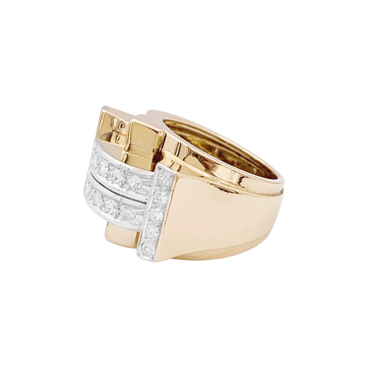 Bague Tank en or jaune et diamants - Image 3