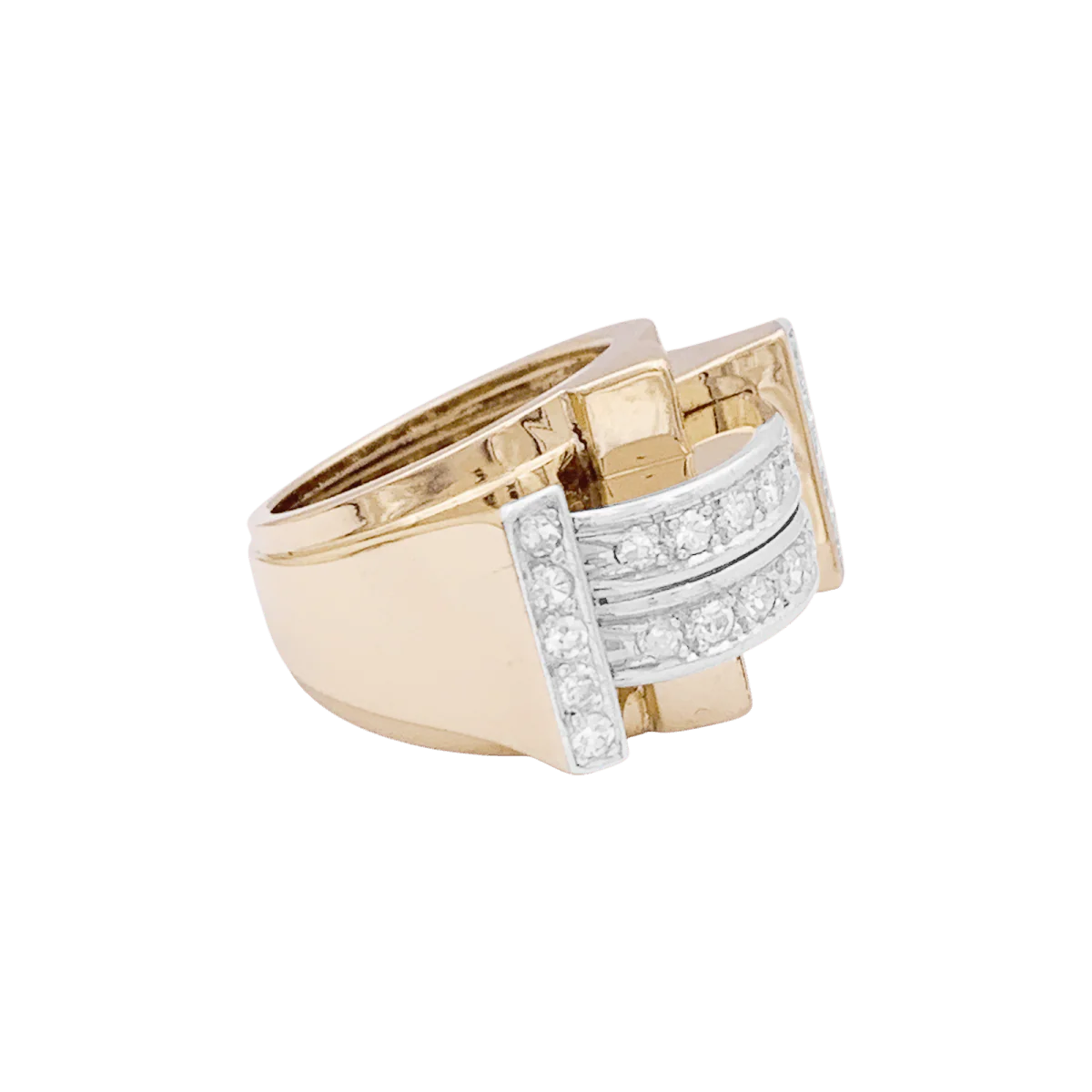 Bague Tank en or jaune et diamants - Image 5