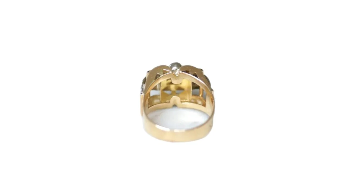 Bague tank en or jaune, platine, et diamants - Image 7