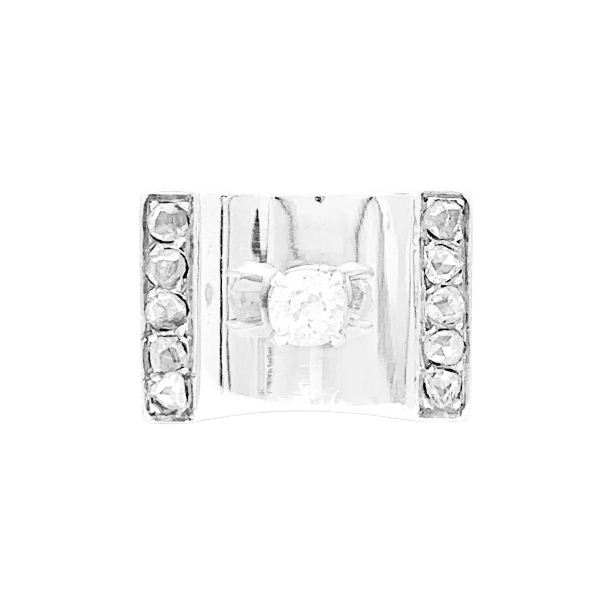 Bague Tank en or jaune rhodié, platine et diamants