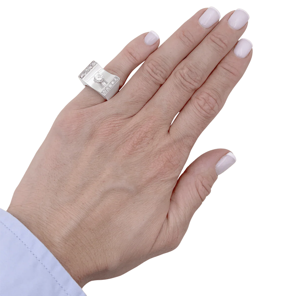 Bague Tank en or jaune rhodié, platine et diamants - Image 2