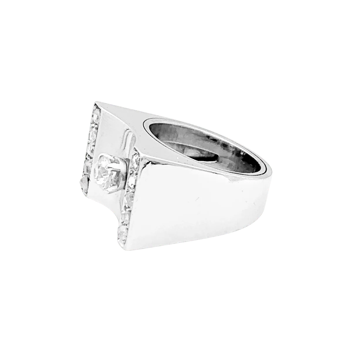 Bague Tank en or jaune rhodié, platine et diamants - Image 3