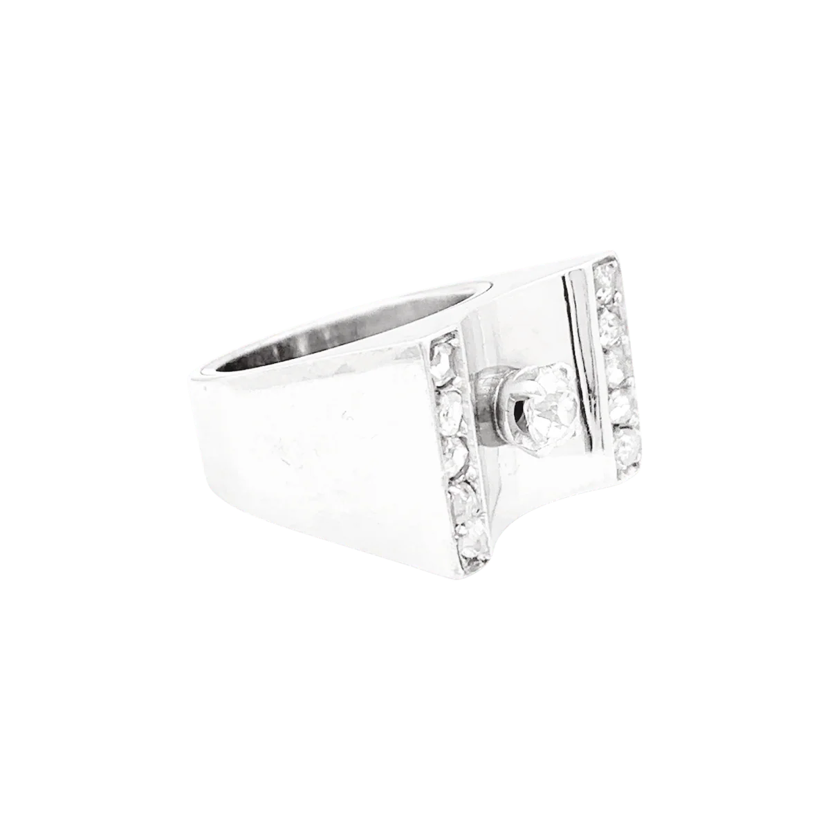 Bague Tank en or jaune rhodié, platine et diamants - Image 5
