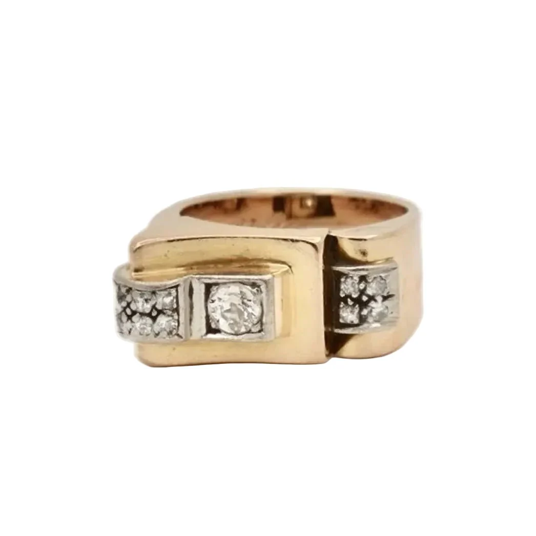 Bague Tank en or rose et diamants