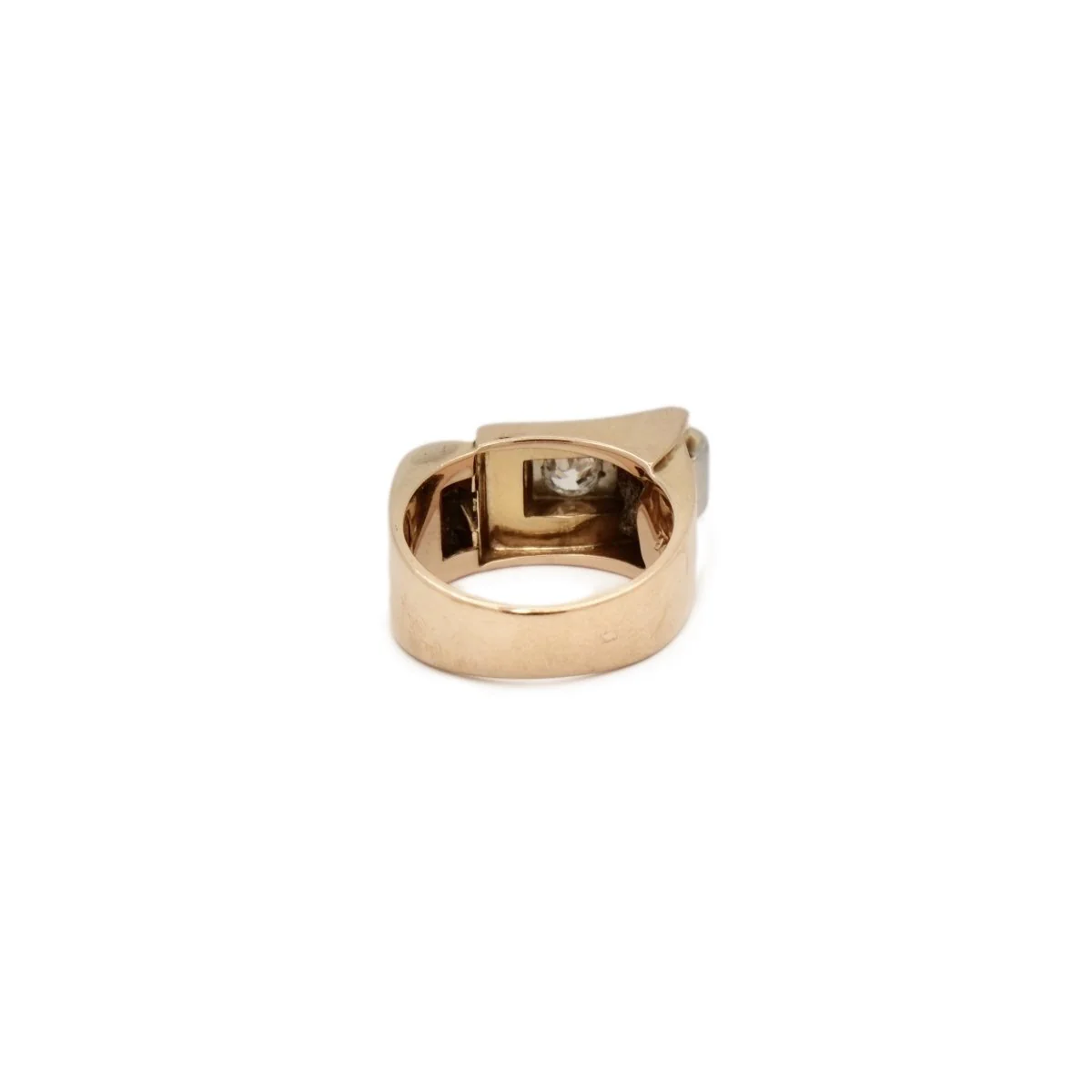 Bague tank asymétrique en or rose et diamant - Image 3