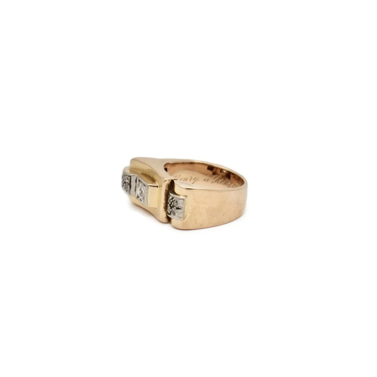 Bague Tank en or rose et diamants - Image 5