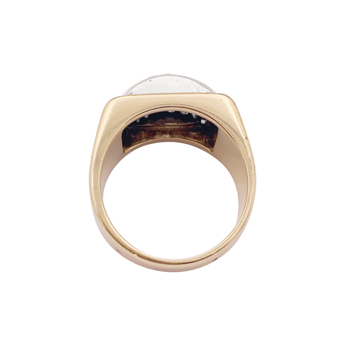 Bague tank en or rose, blanc et diamants. - Image 4
