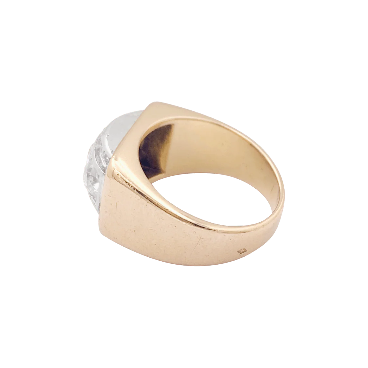 Bague tank en or rose, blanc et diamants. - Image 5