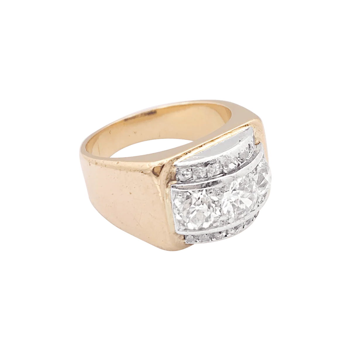 Bague tank en or rose, blanc et diamants. - Image 6
