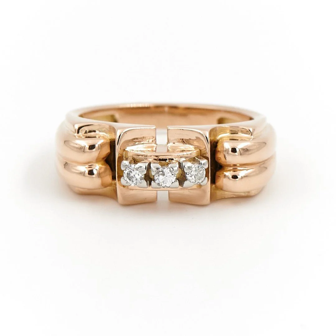 Bague Tank Or rose Diamant