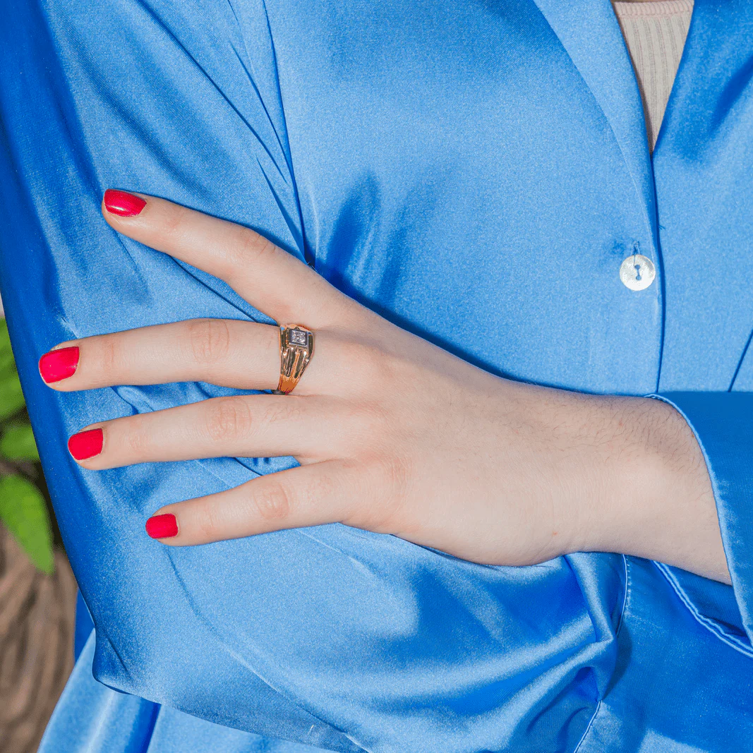 Bague Tank en rose et diamant - Image 2