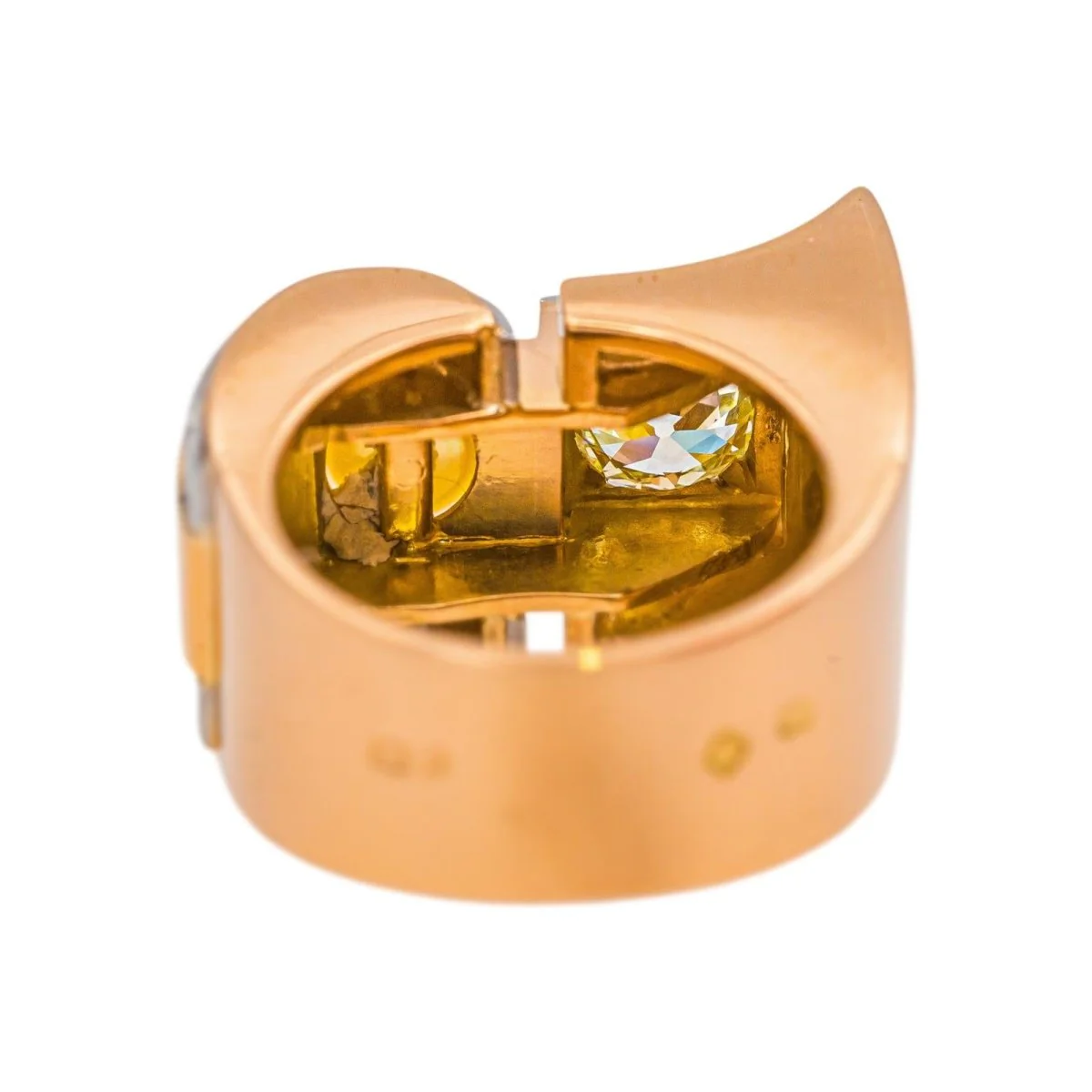 Bague Tank en or rose, platine, perle et diamants - Image 5