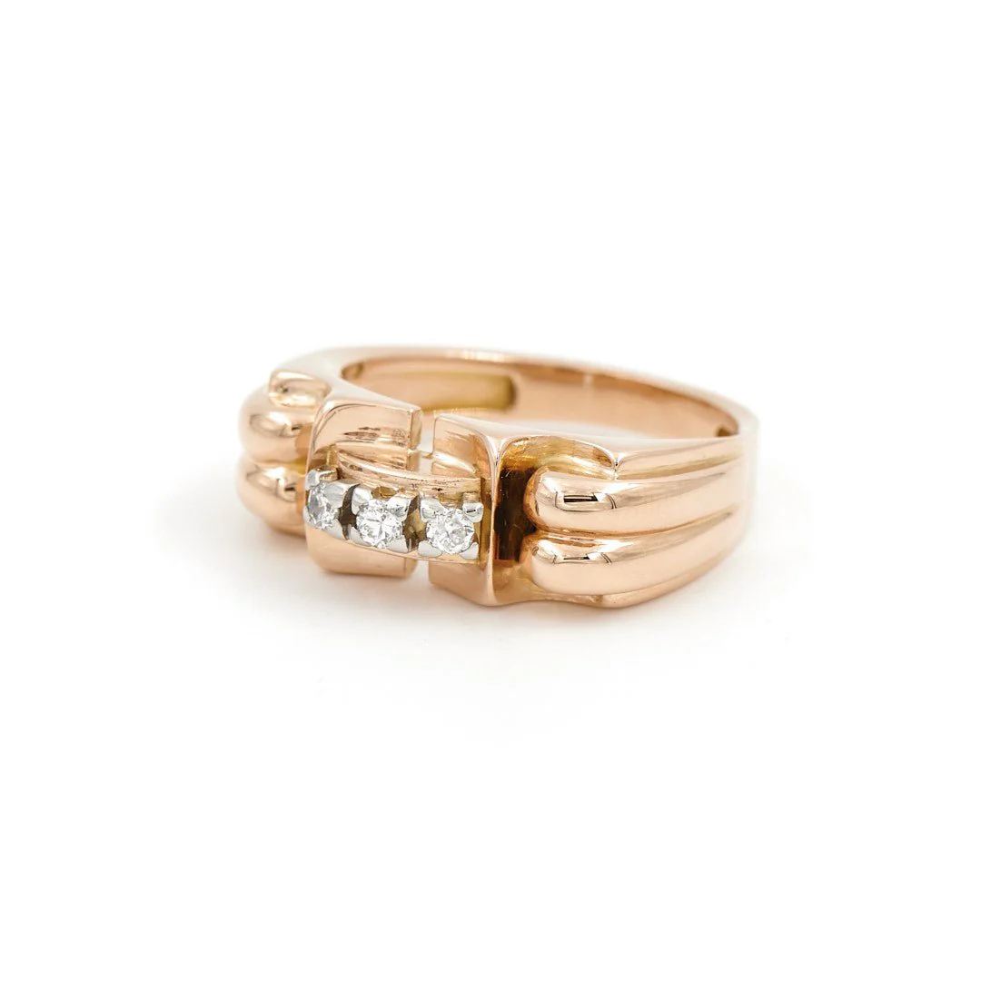 Bague Tank Or rose Diamant - Image 5