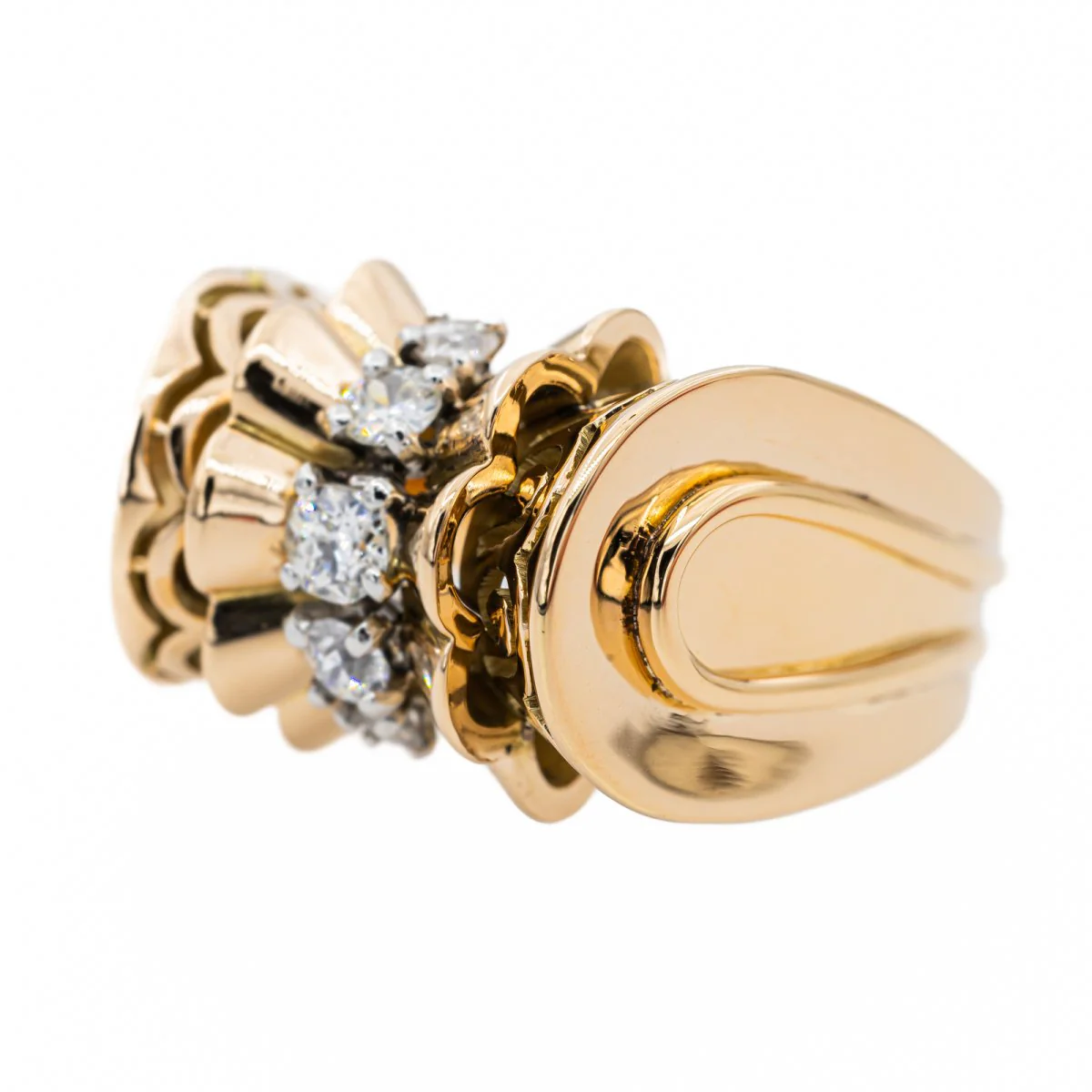 Bague Tank en or rose, platine et diamant - Image 3