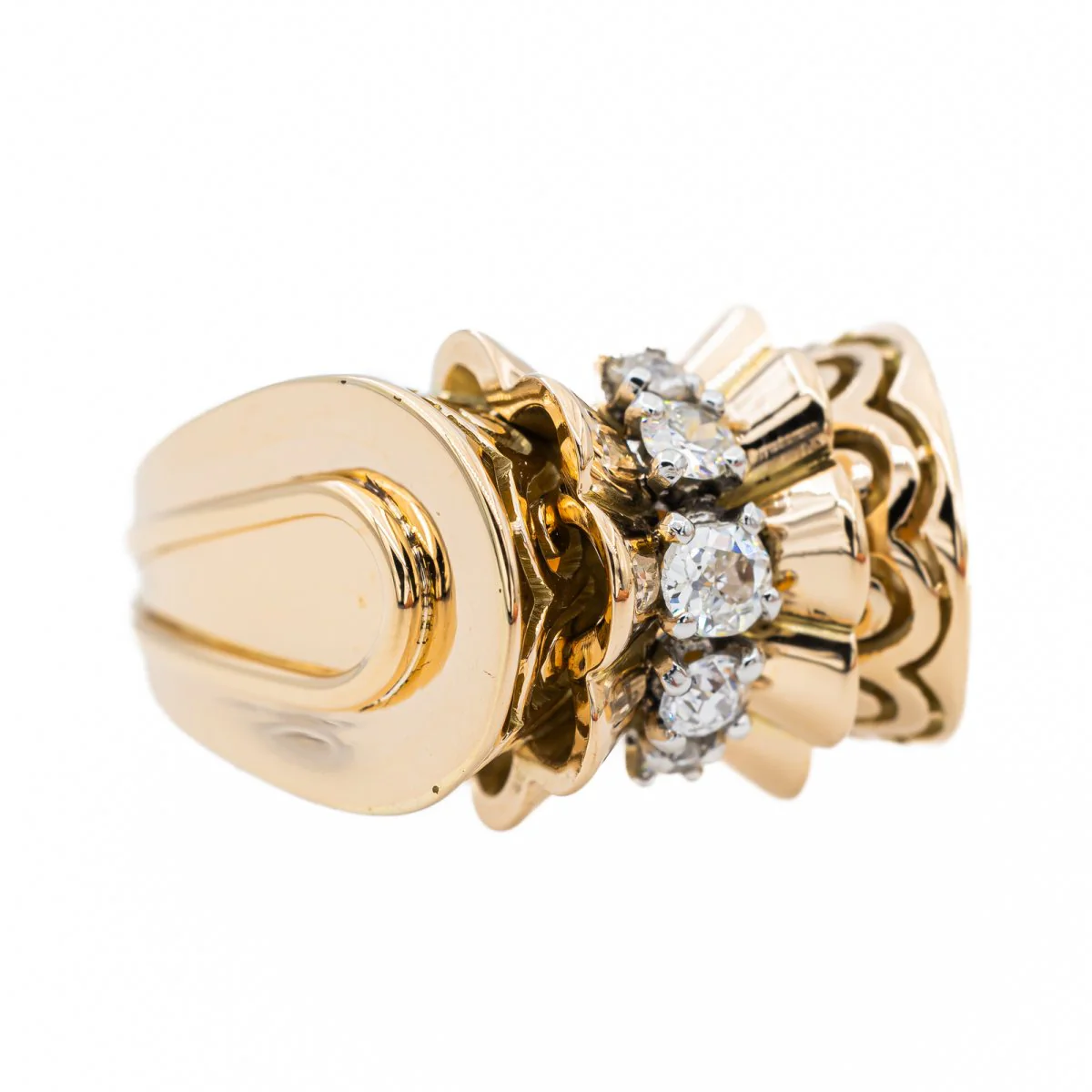 Bague Tank en or rose, platine et diamant - Image 7