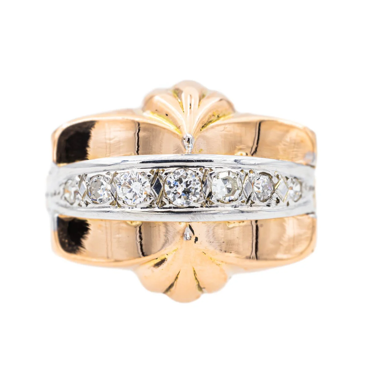 Bague Tank en or rose et diamant