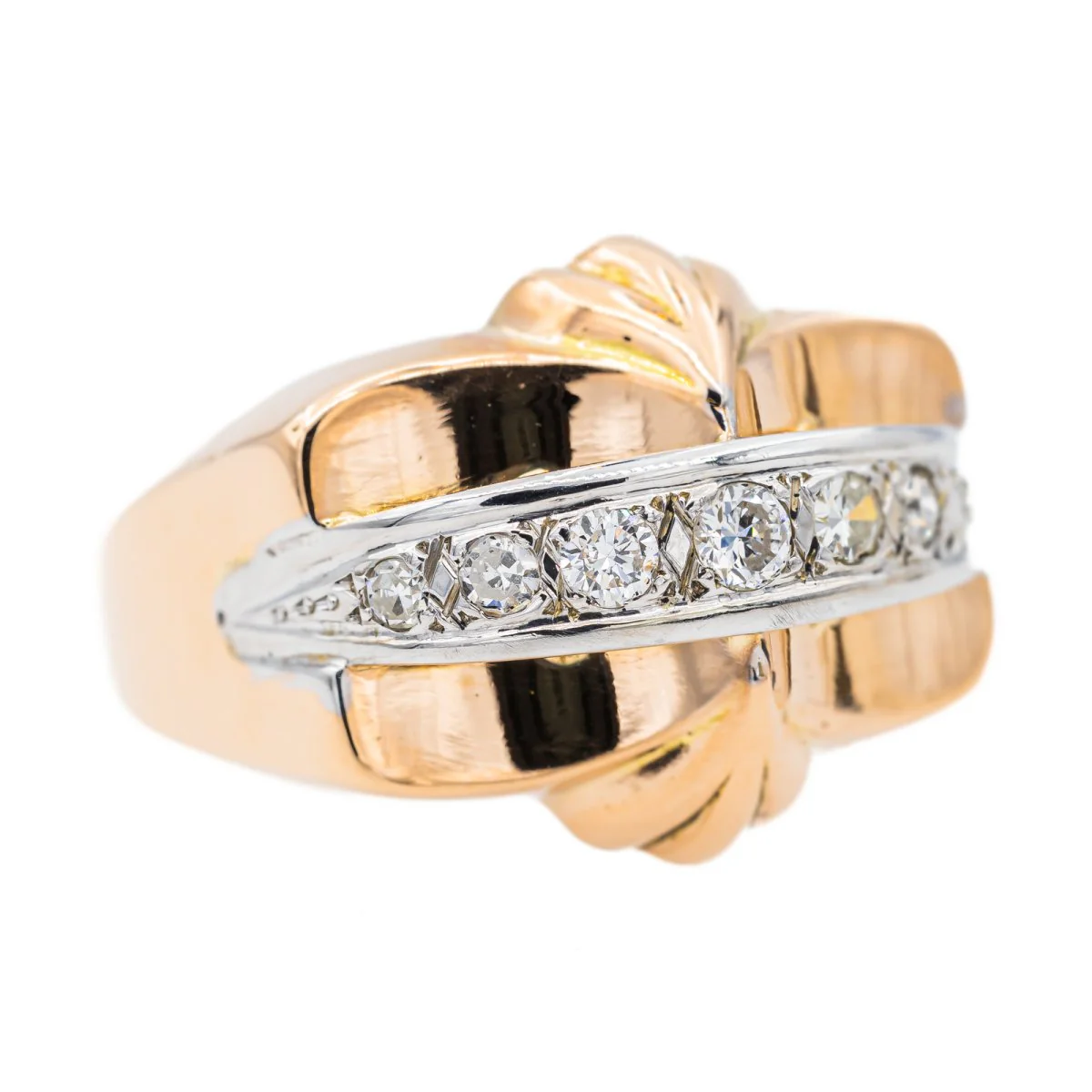 Bague Tank en or rose et diamant - Image 7