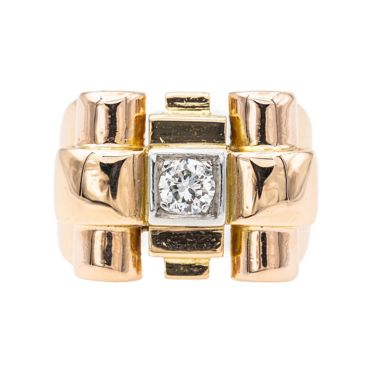 Bague Tank en or rose et diamant
