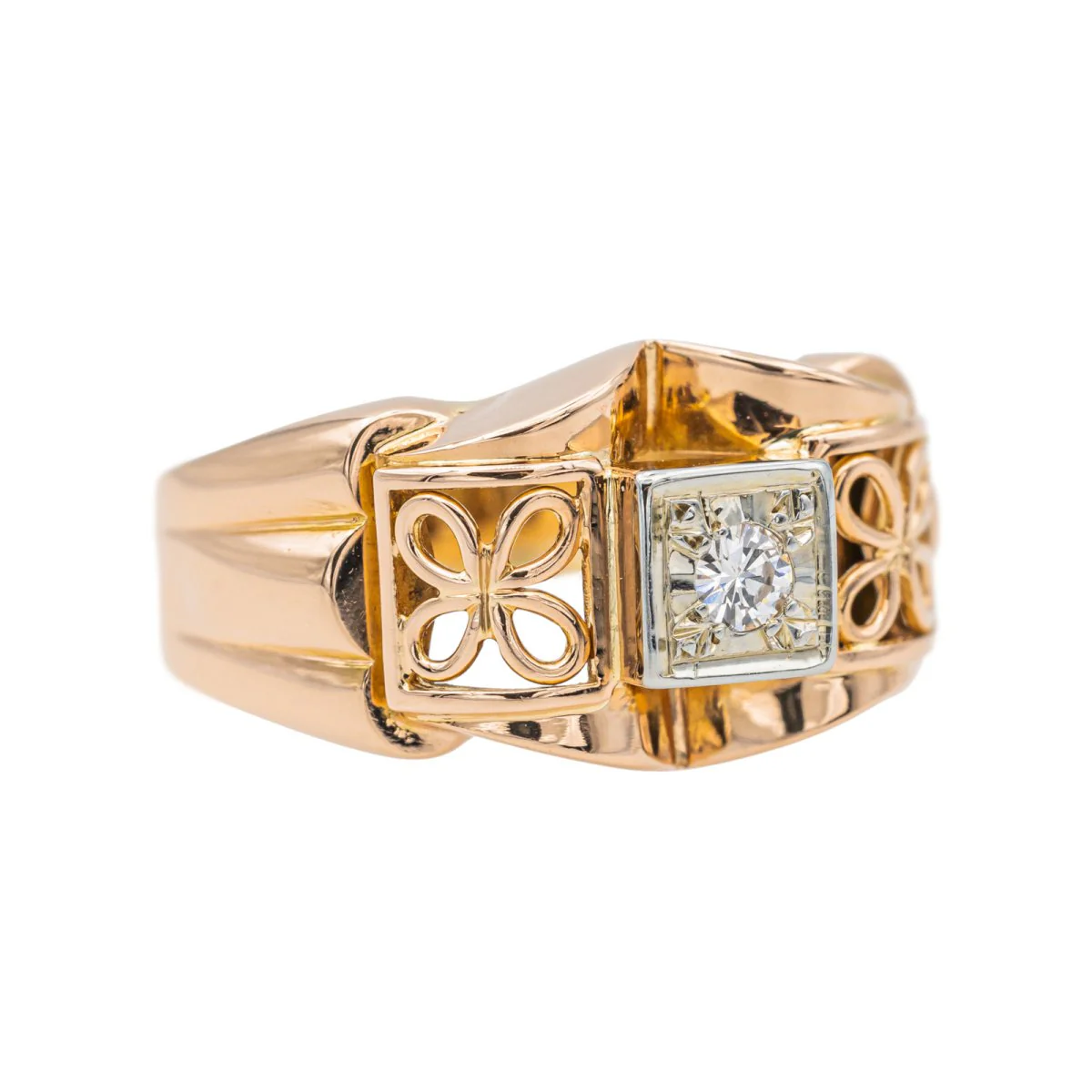 Bague Tank en or rose, platine et diamant - Image 5