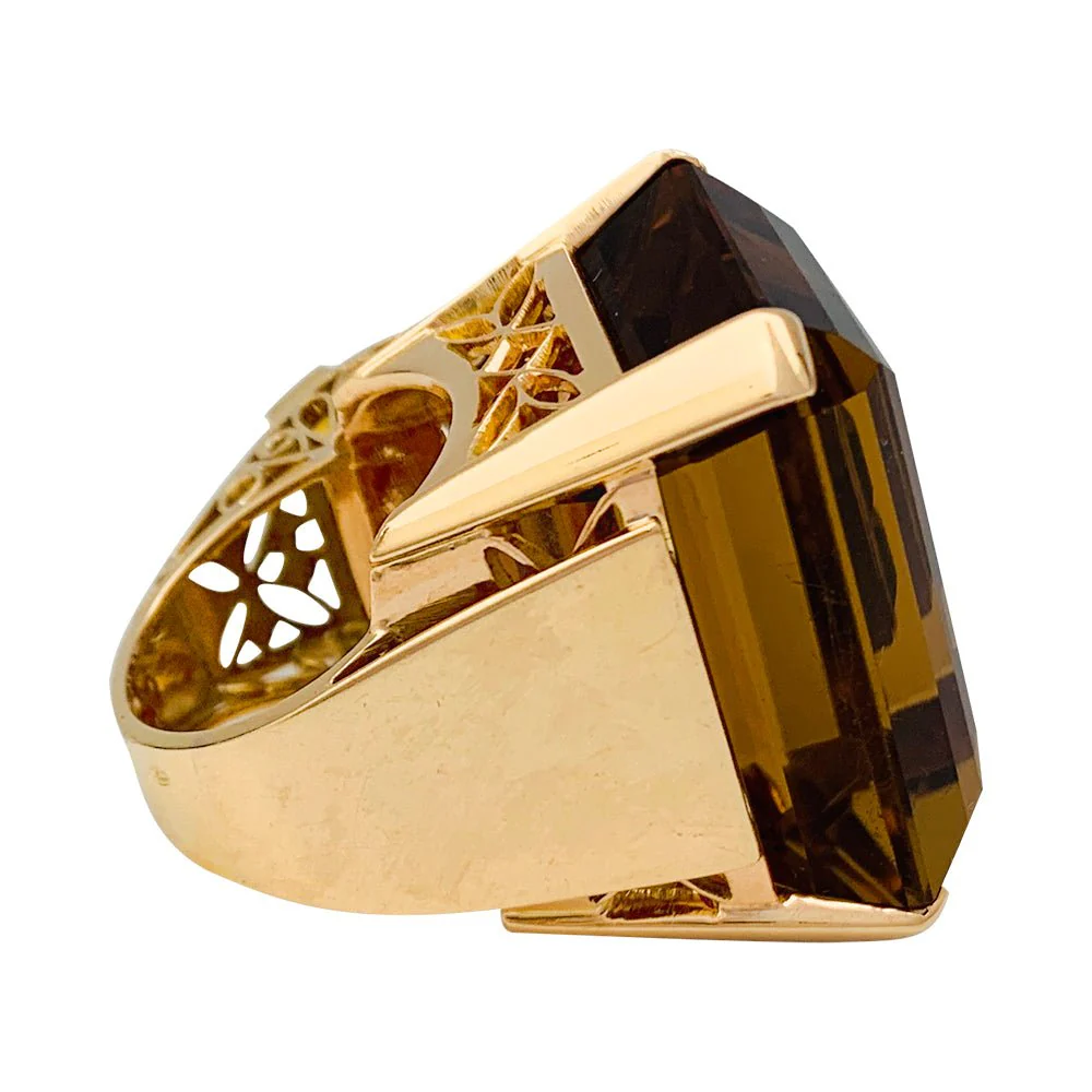 Bague Tank, or rose et citrines - Image 3