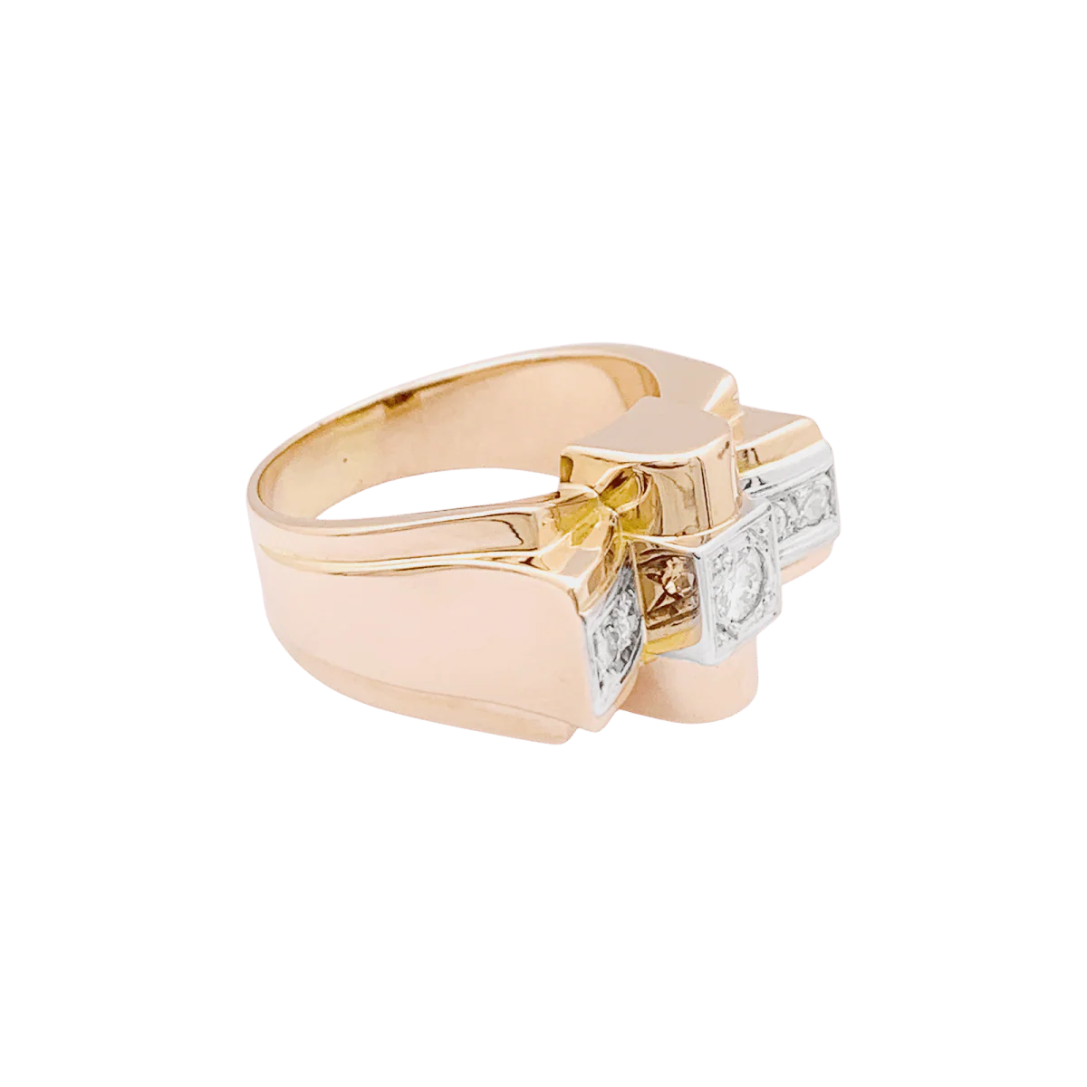 Bague Tank en or rose, or blanc et diamants - Image 5