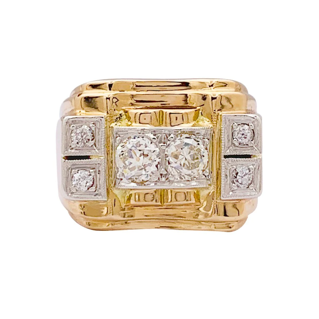 Bague "Tank" or rose, platine, diamants. - Image 4