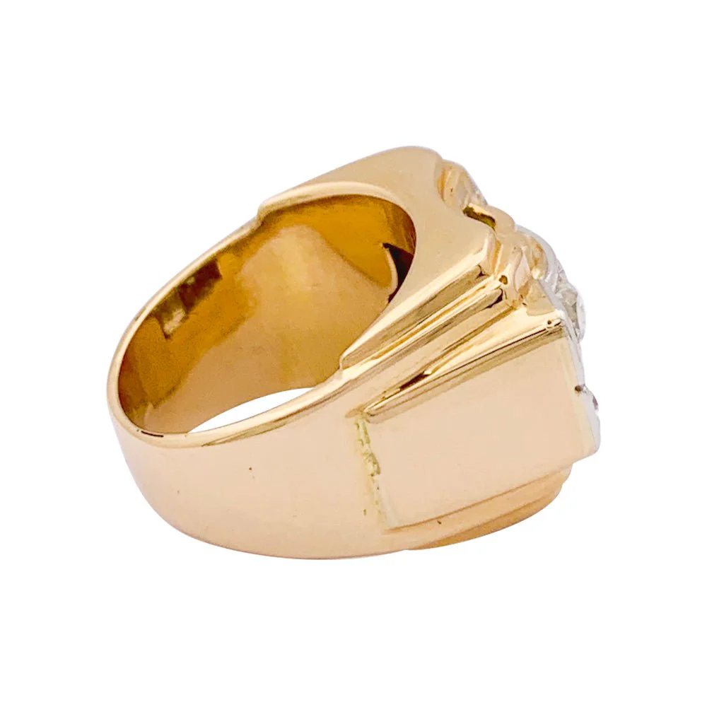 Bague "Tank" or rose, platine, diamants. - Image 6