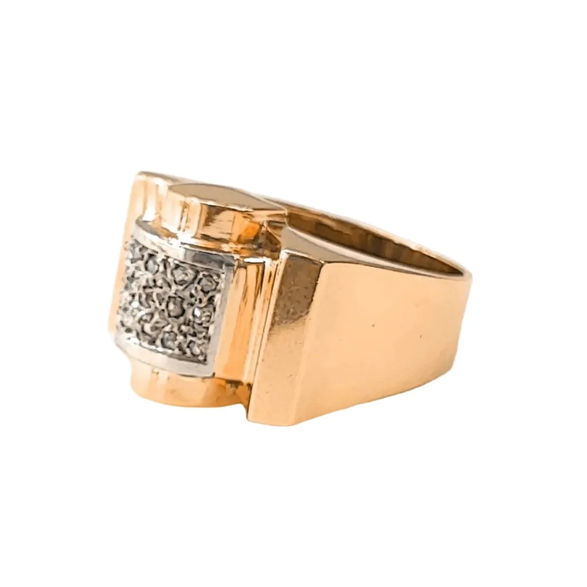 Bague Tank or rose, platine et diamants - Image 3