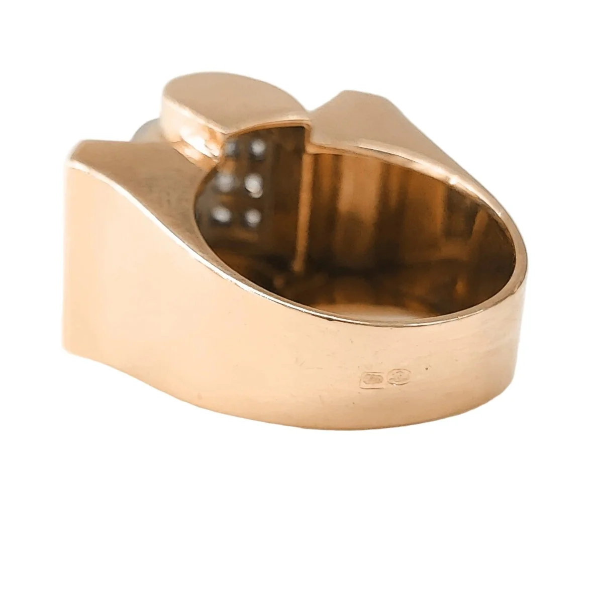 Bague Tank or rose, platine et diamants - Image 4