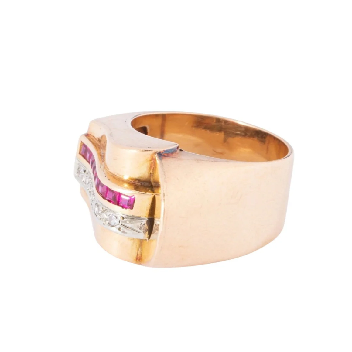 Bague Tank en or rose, rubis et diamants - Image 5