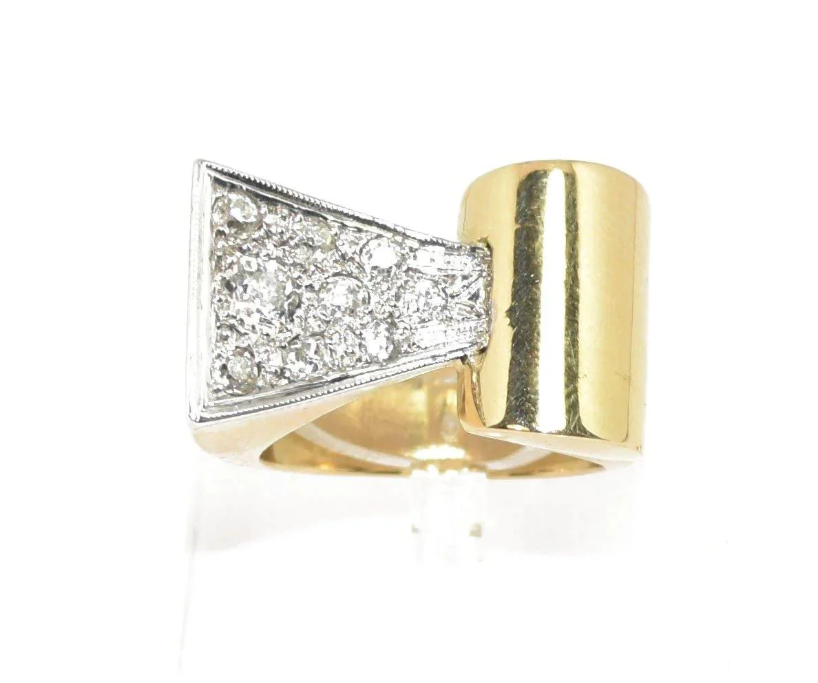 Bague Tank platine et diamant 1950