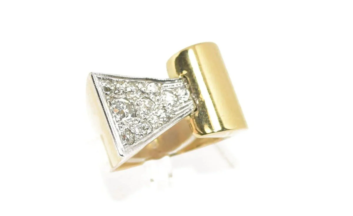 Bague Tank platine et diamant 1950 - Image 3