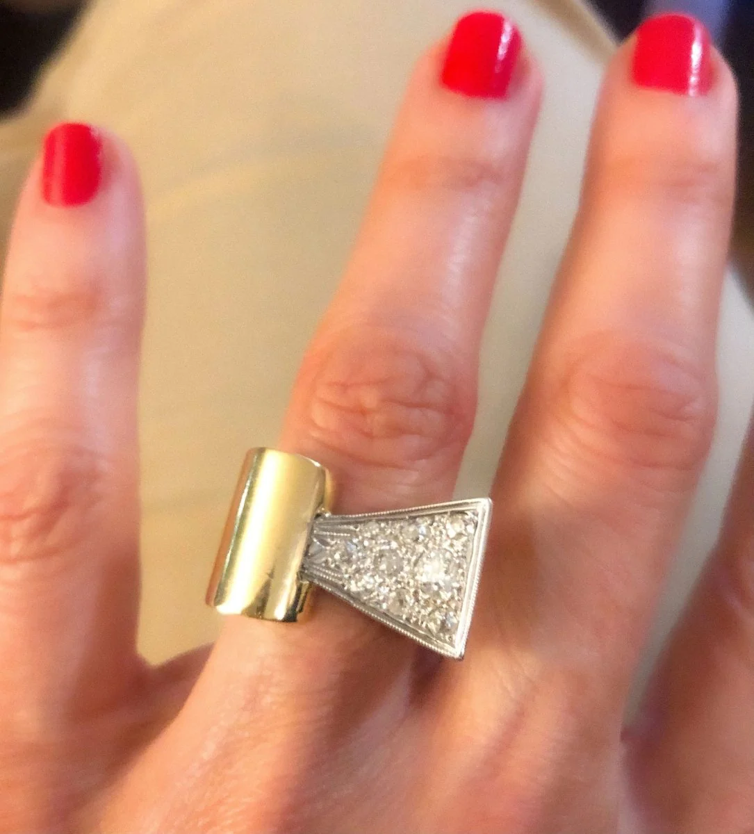 Bague Tank platine et diamant 1950 - Image 6