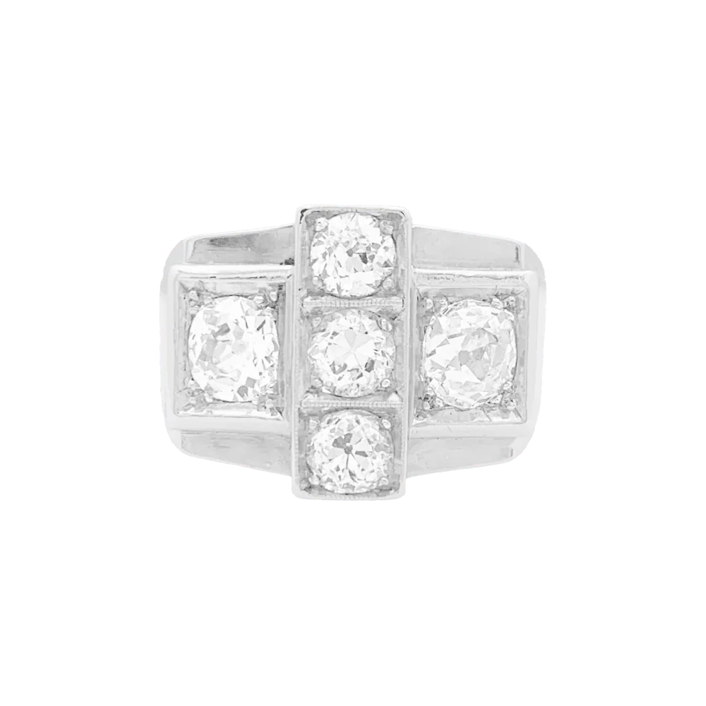 Bague Tank en platine et diamants