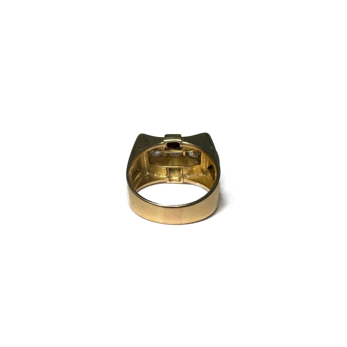 Bague Tank en or jaune, platine et diamants - Image 4