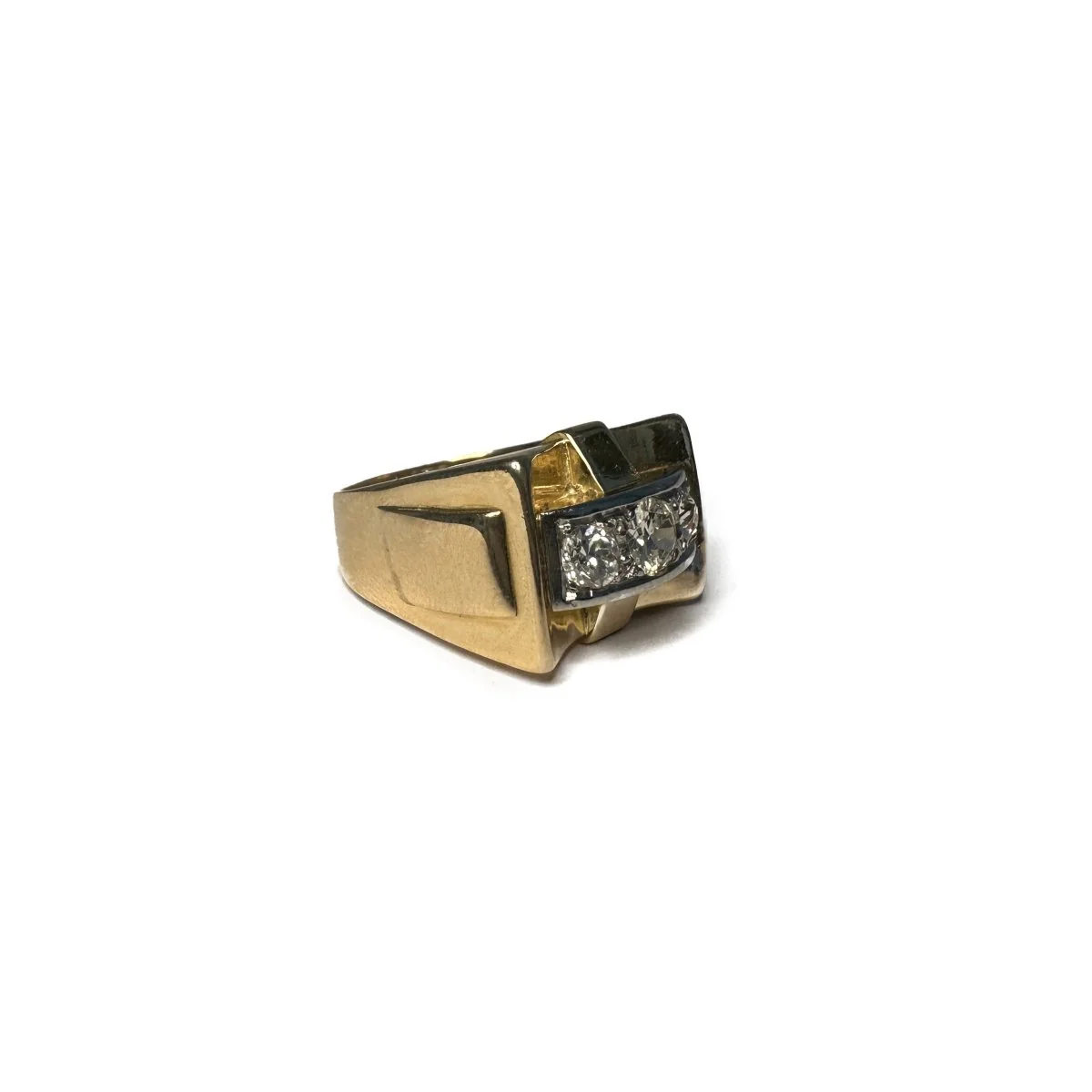 Bague Tank en or jaune, platine et diamants - Image 5