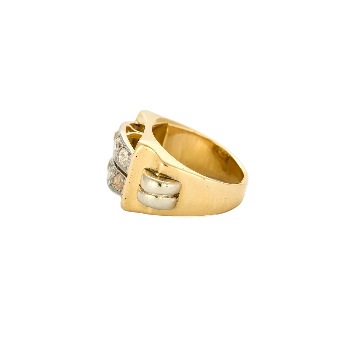 Bague Tank en or jaune, platine et diamants - Image 2