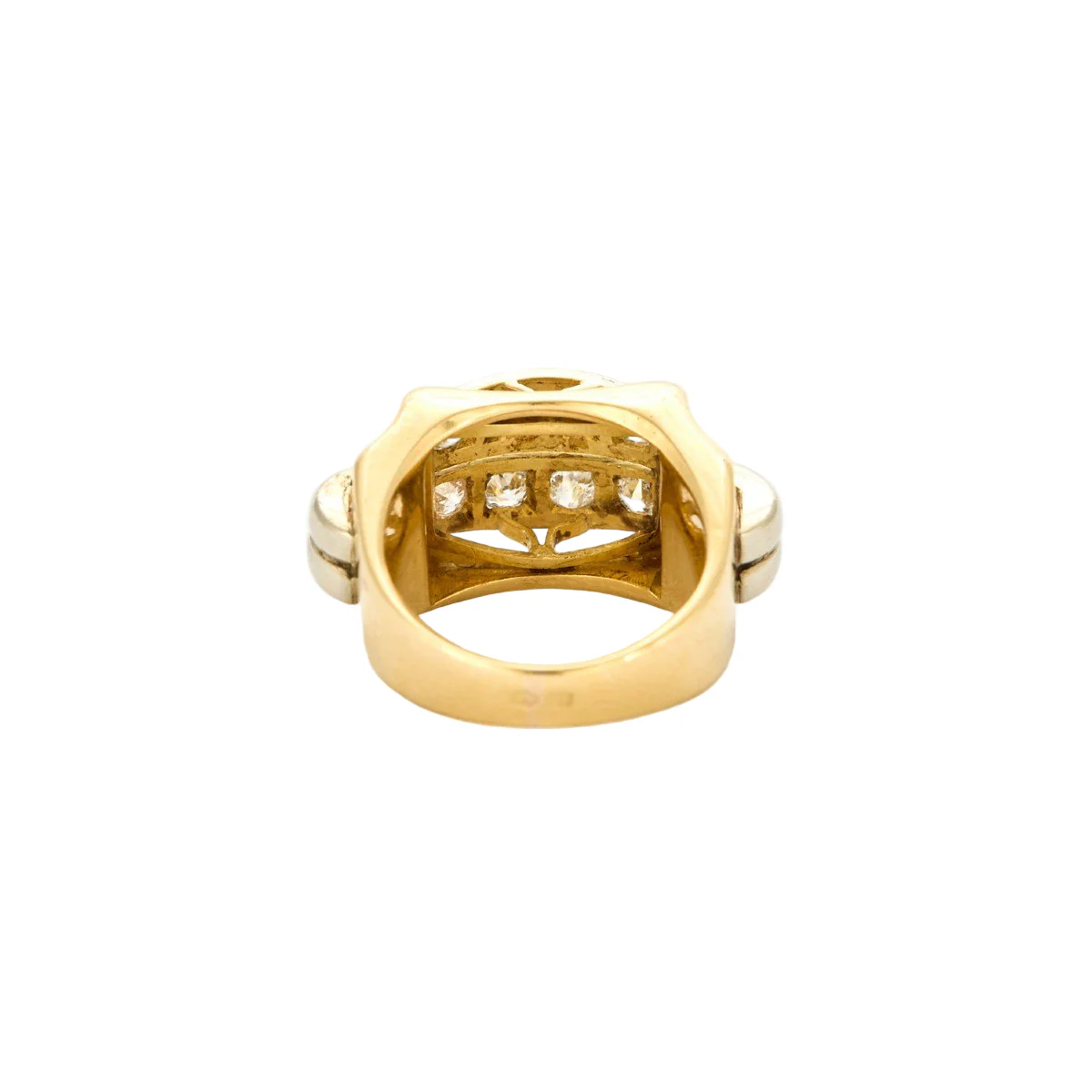 Bague Tank en or jaune, platine et diamants - Image 3