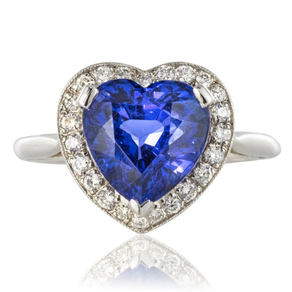 Bague Entourage en or blanc, tanzanite et diamants