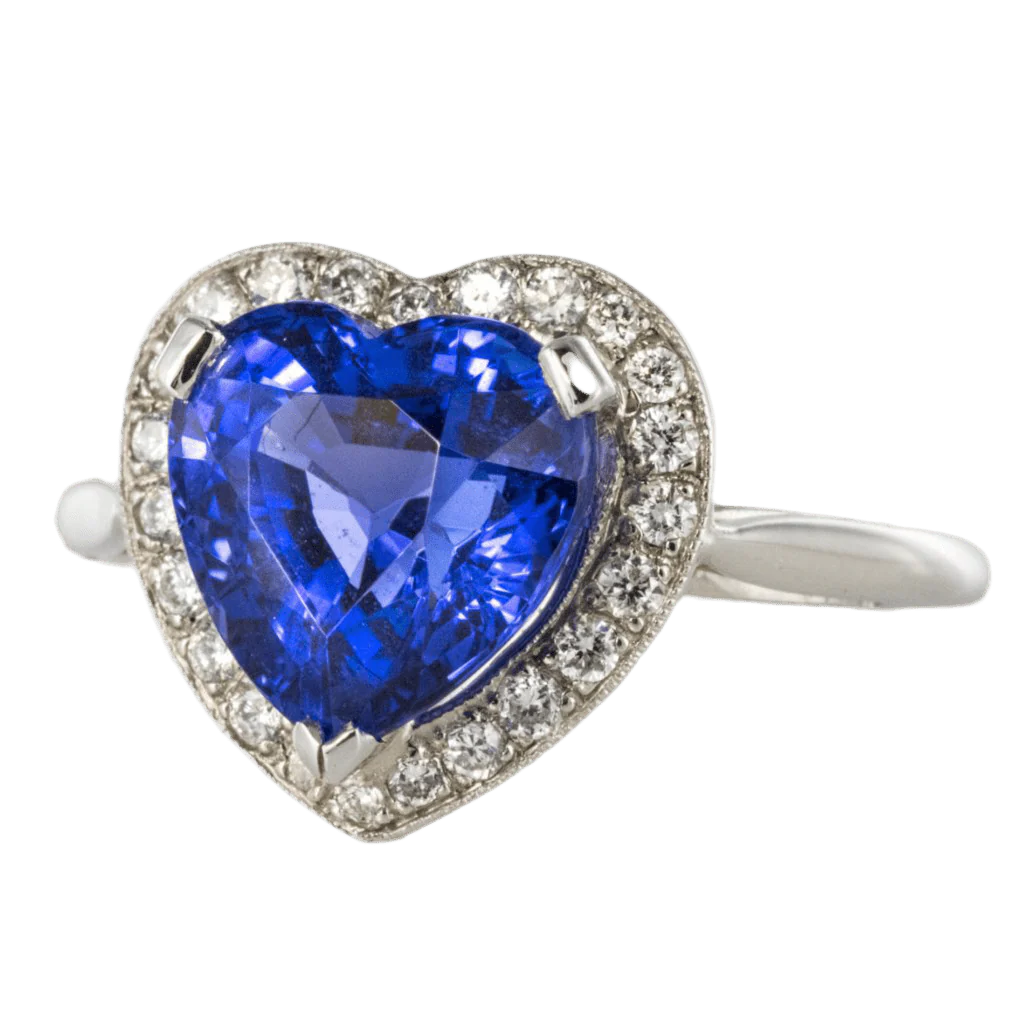 Bague Entourage en or blanc, tanzanite et diamants - Image 3