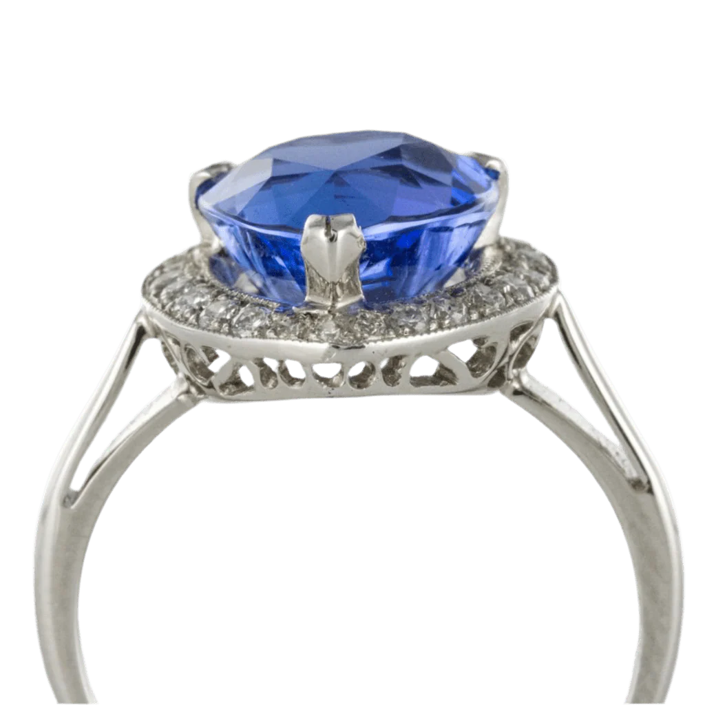 Bague Entourage en or blanc, tanzanite et diamants - Image 6