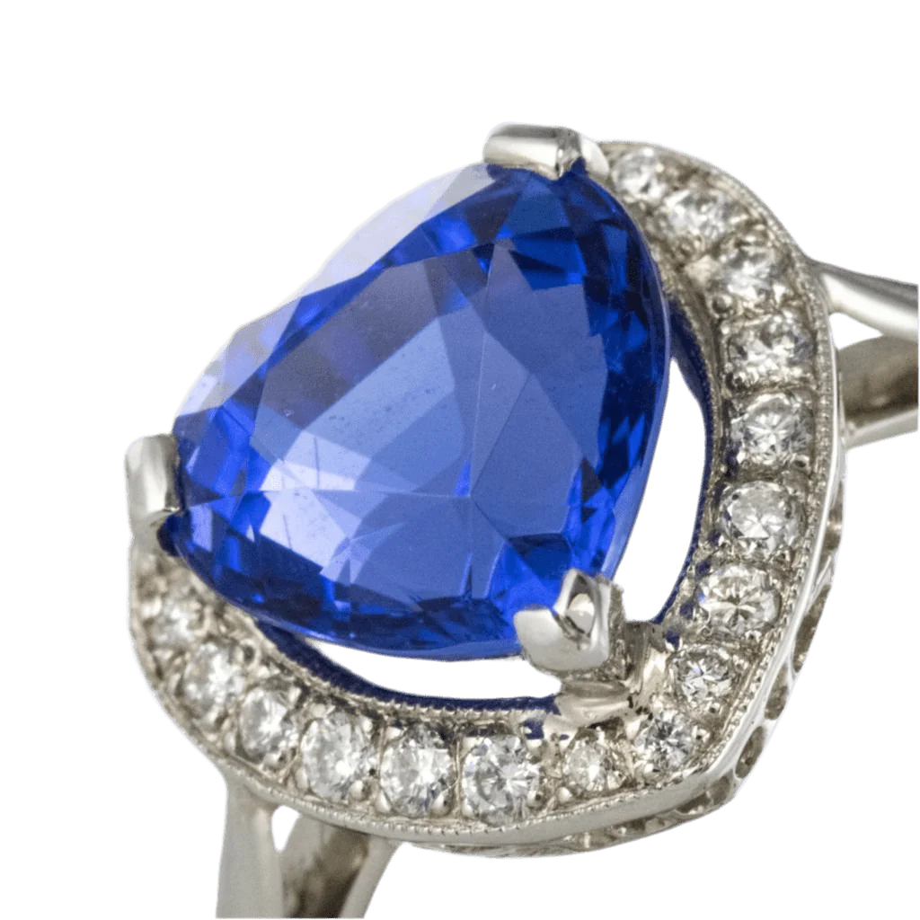 Bague Entourage en or blanc, tanzanite et diamants - Image 7