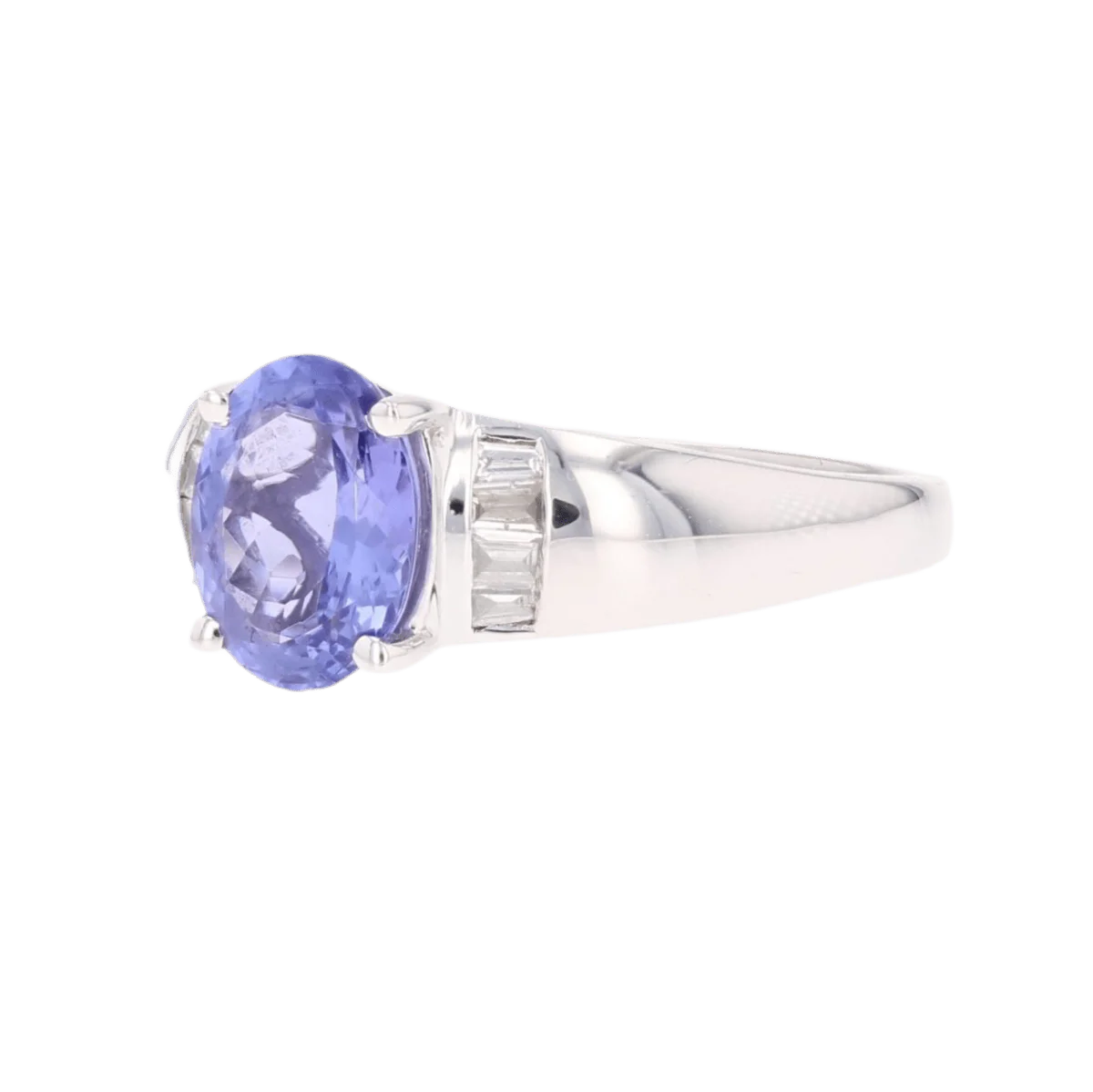 Bague Jonc en or blanc, tanzanine  et diamants - Image 3