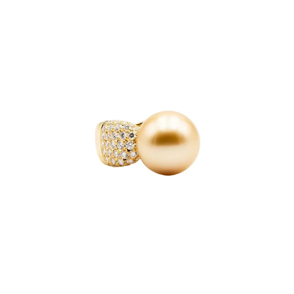 Bague Cocktail TASAKI en or jaune, perle et diamants - Image 4