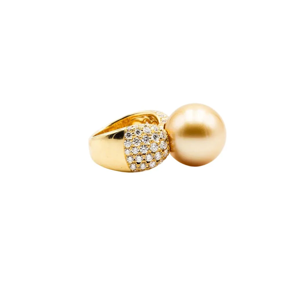 Bague Cocktail TASAKI en or jaune, perle et diamants - Image 5