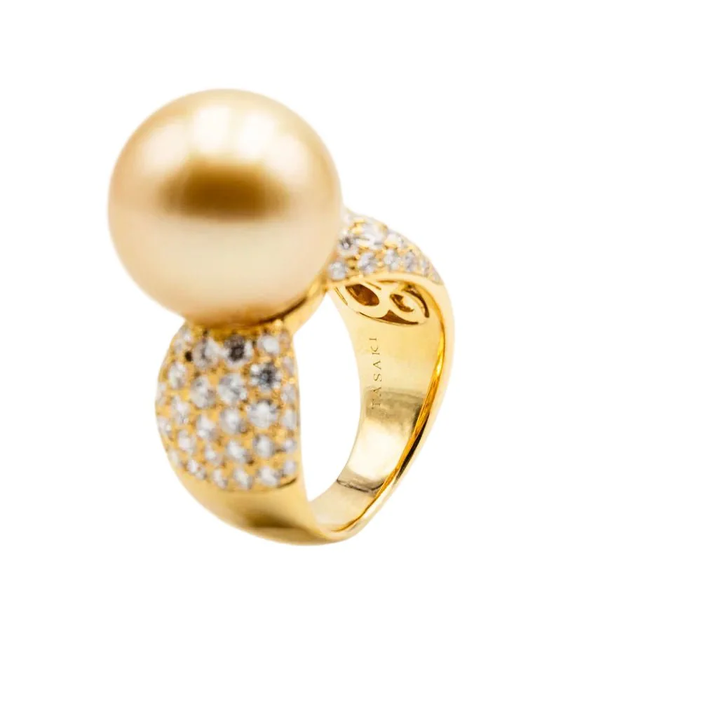 Bague Cocktail TASAKI en or jaune, perle et diamants - Image 7