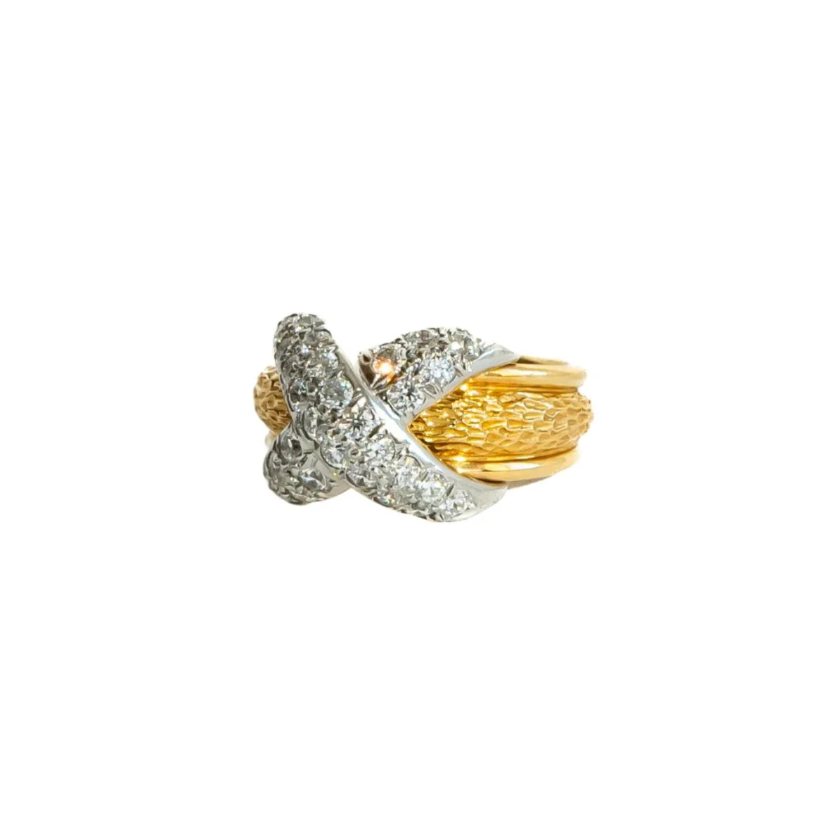 Bague TIFFANY & CO. par JEAN SCHLUMBERGER "X" en or jaune, platine et diamants - Image 5