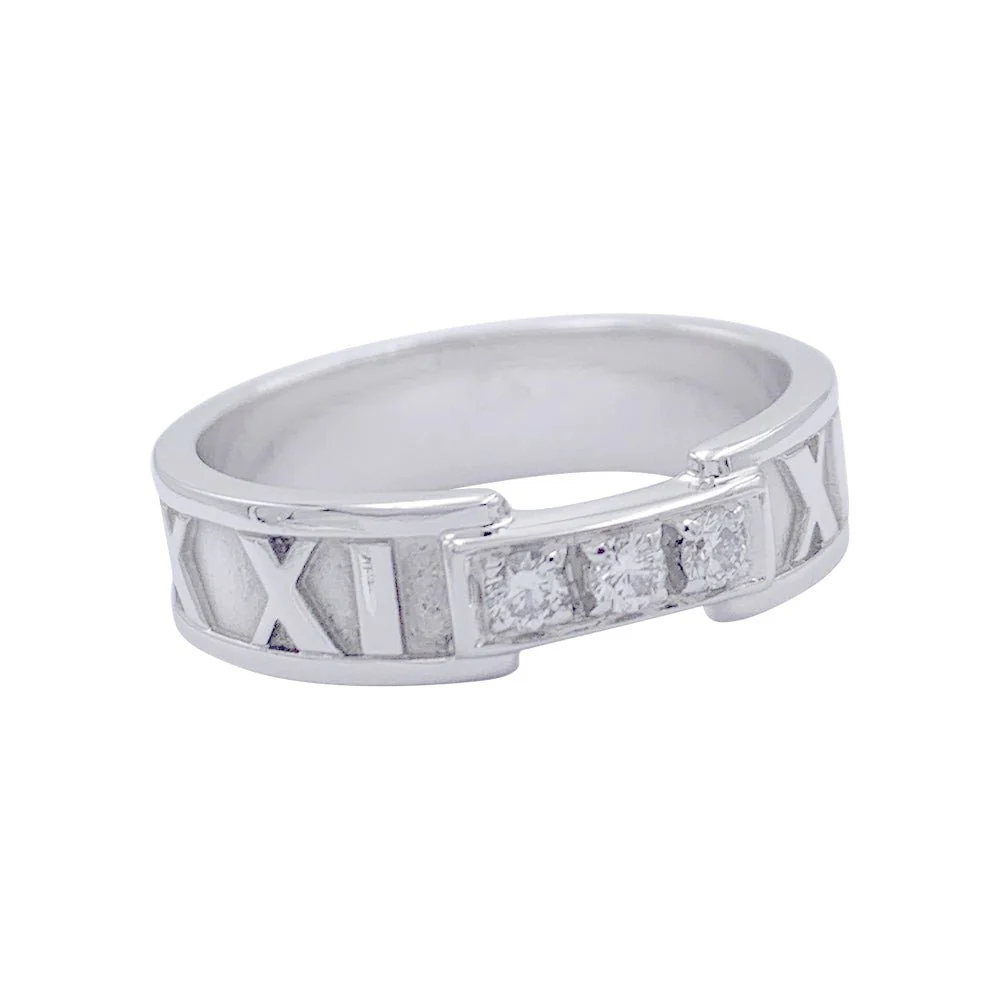 Bague TIFFANY & CO. "Atlas", or blanc, diamants - Image 2