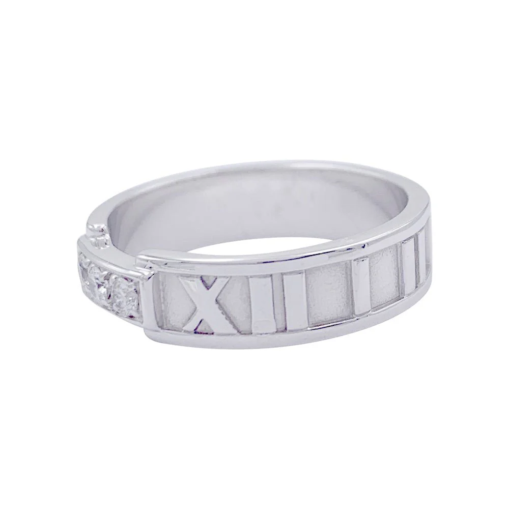 Bague TIFFANY & CO. "Atlas", or blanc, diamants - Image 3